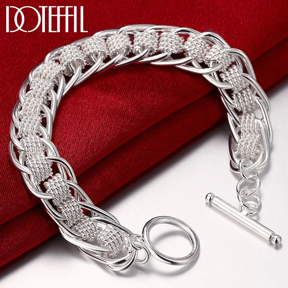 DOTEFFIL 925 Sterling Silver High Quality Lady Bracelet Many Circle Bracelets Jewelry for Women Men 