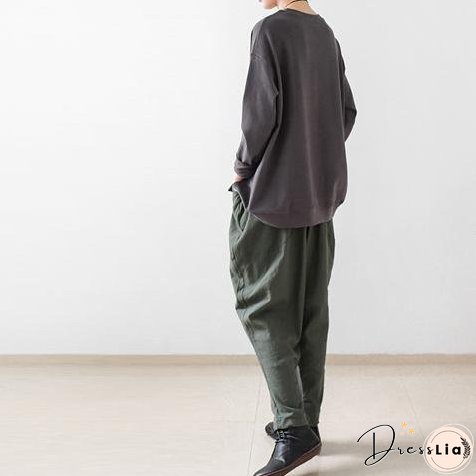 Grey cotton sweat shirt womens cotton top