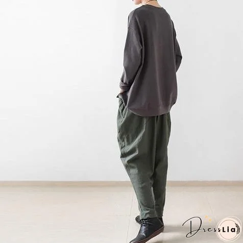 Grey cotton sweat shirt womens cotton top