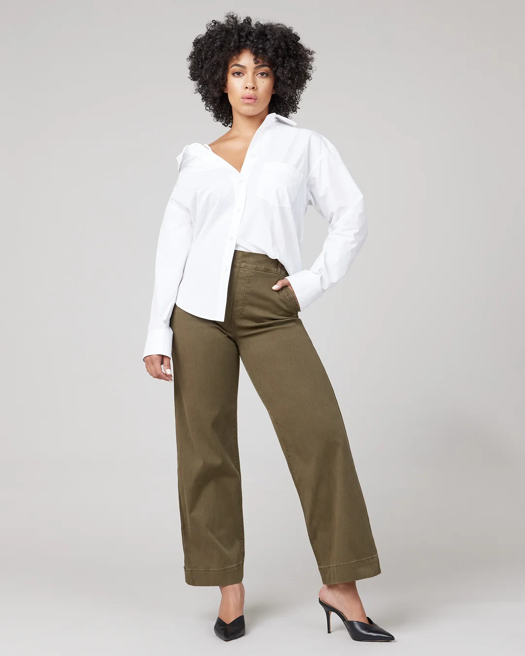Stretch Twill Cropped Wide Leg Pant