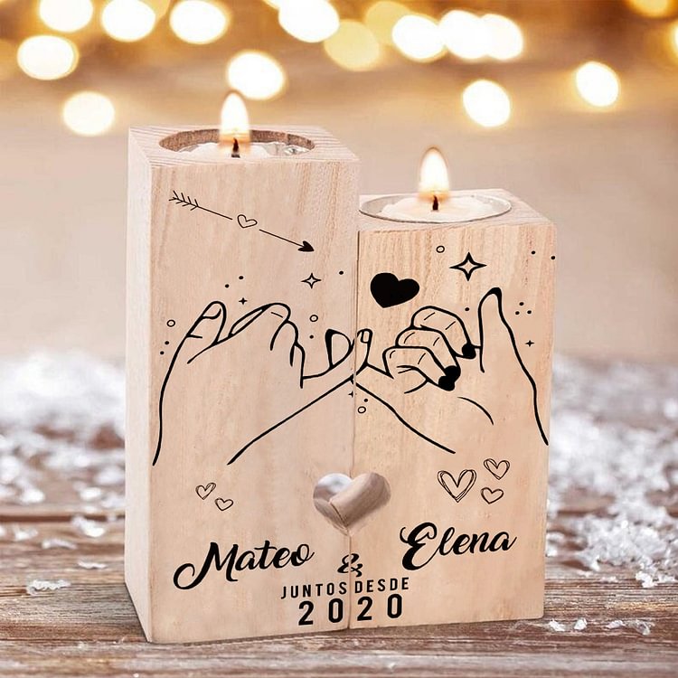 A mi querido/a Candelero de madera de dos piezas sin candela enamorados,amantes