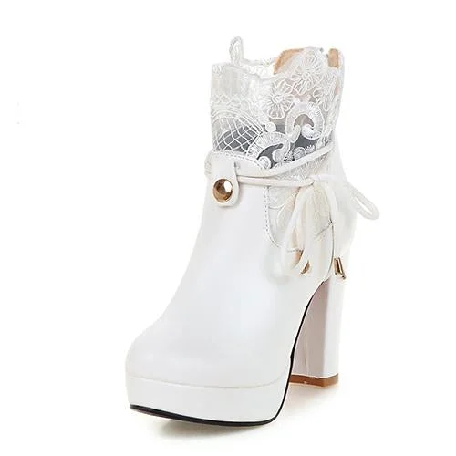 Lace High Heel Boots