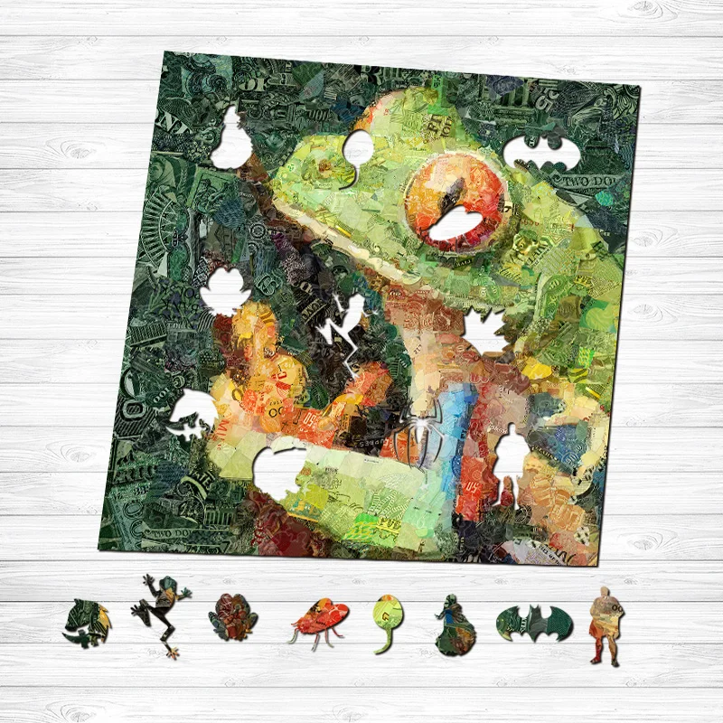 Jeffpuzzle™-JEFFPUZZLE™ Money Frog Wooden Puzzle