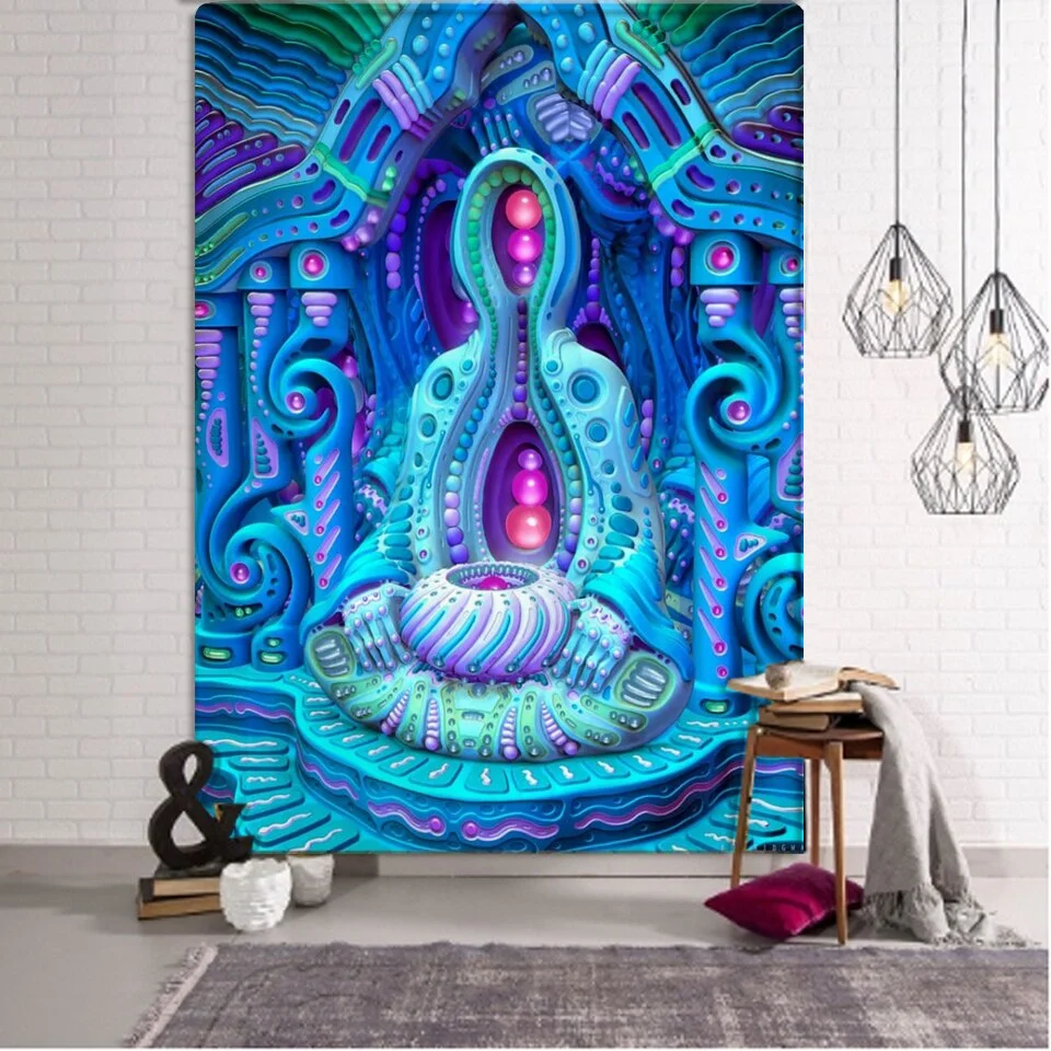 Indian Buddha Statue Meditation 7 Chakra Tapestry Wall Hanging Mandala Tapestries Wall Cloth Psychedelic Yoga Carpet Boho Decor