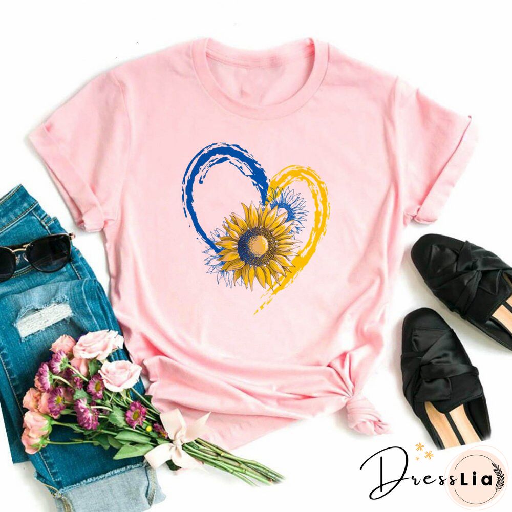 Cool Ukraine Flag Sunflower Vintage Ukrainian Lovers Ukraine Print Women Graphic T-Shirt Summer Y2K Top Casual Oversized T Shirt