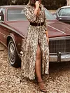 Snake-Print And Leopard Long Sleeves Maxi Dresses
