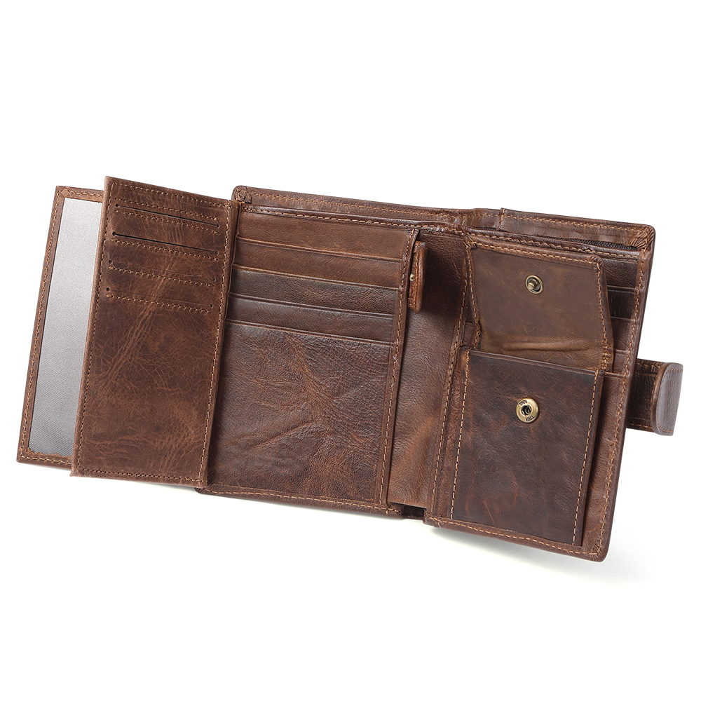 Men's wallet rfid multi-card slot casual retro leather wallet large capacity clutch