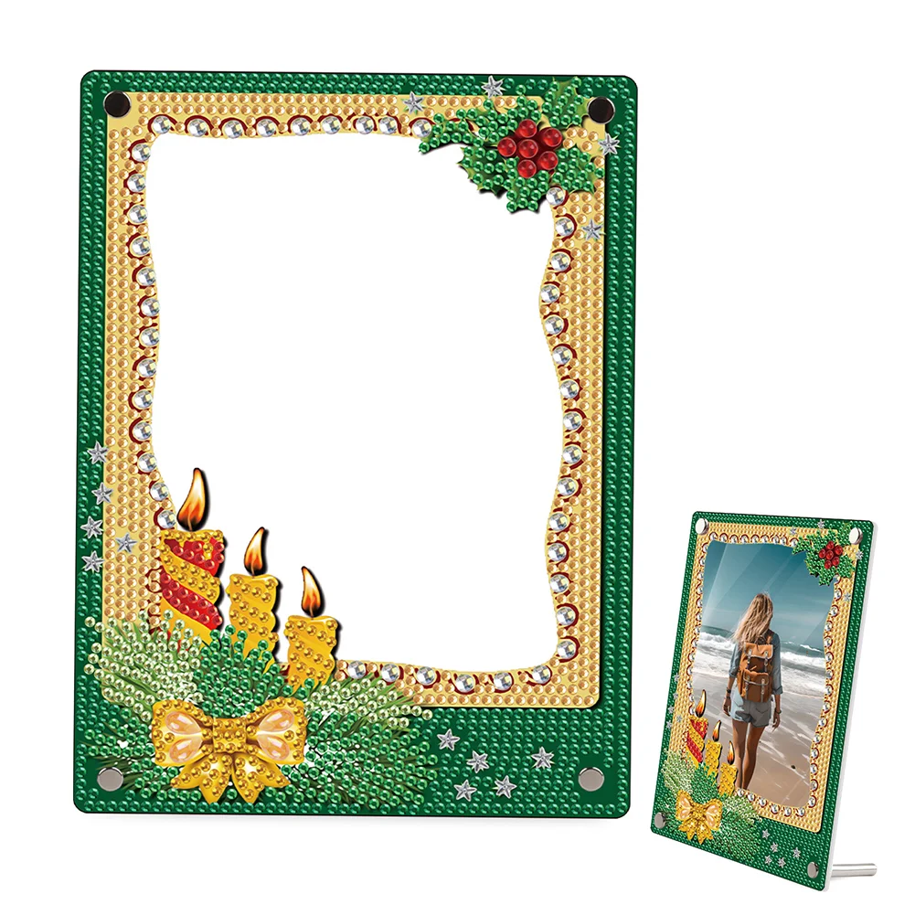 DIY Christmas Green Special Shape Diamond Painting Photo Frame Home Decor Gift 