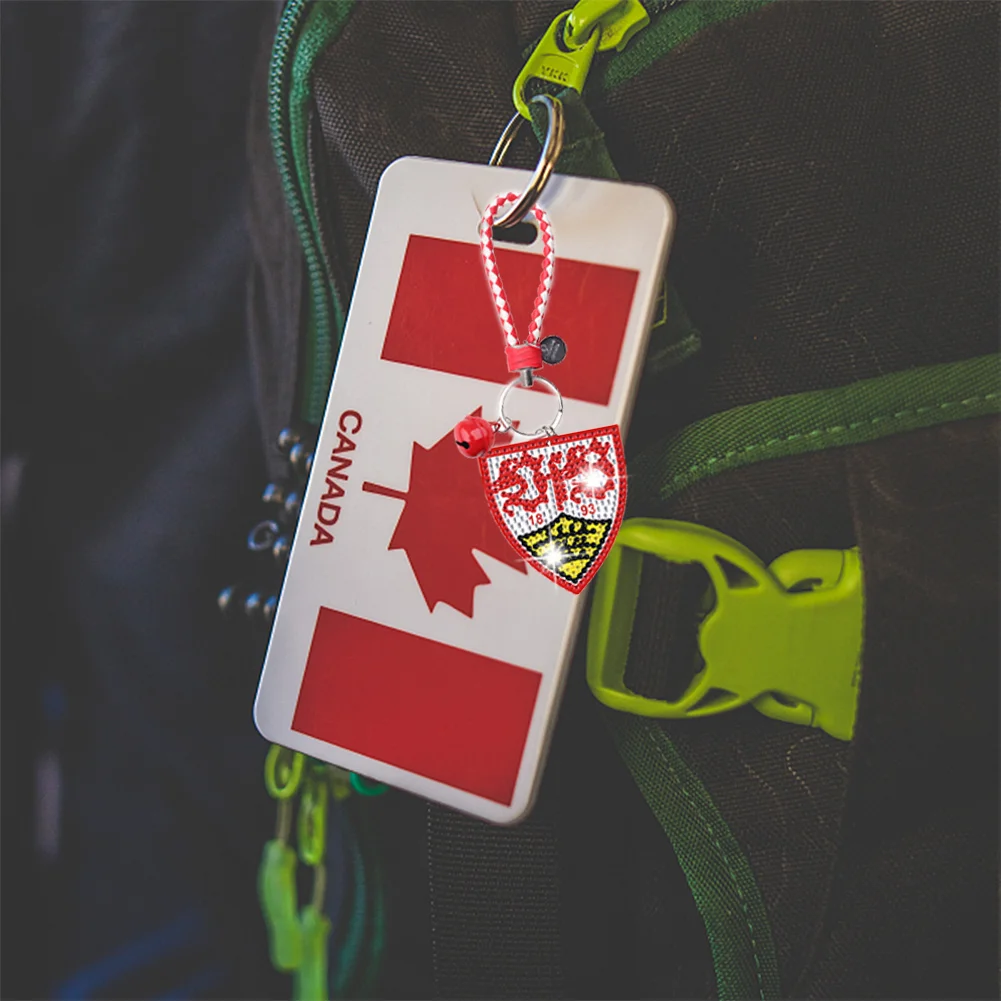 VfB Stuttgart DIY Car Keychain Handmade Double Sided Rhinestone Pendant for Men Women Boy Girl