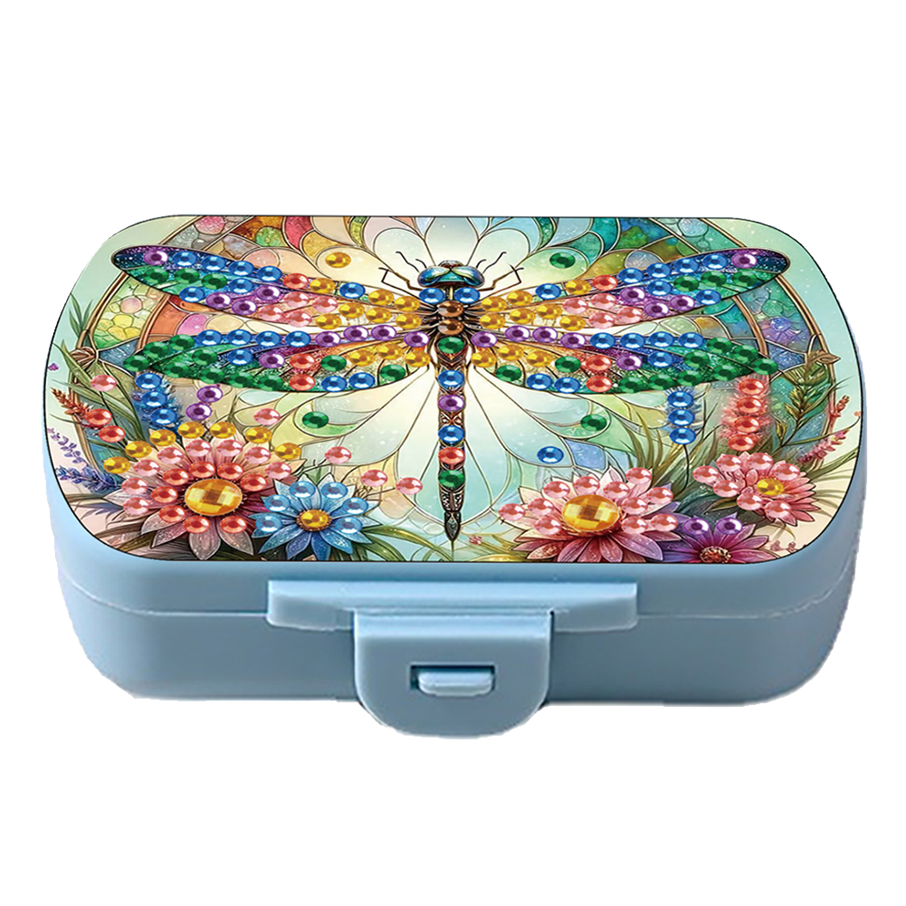 Dragonfly Diamond Painting Medicine Box Diamond Art Pill Storage Box for Travel