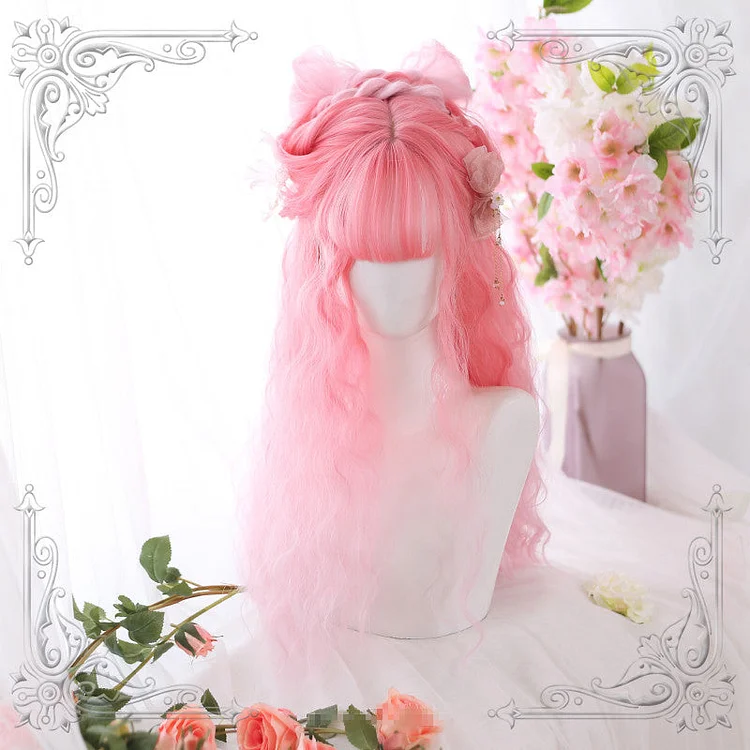 Lolita Wool Pink Roll Wig BE954