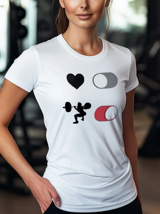 Women's Love Off Fitness On Print Cotton Casual T-Shirt