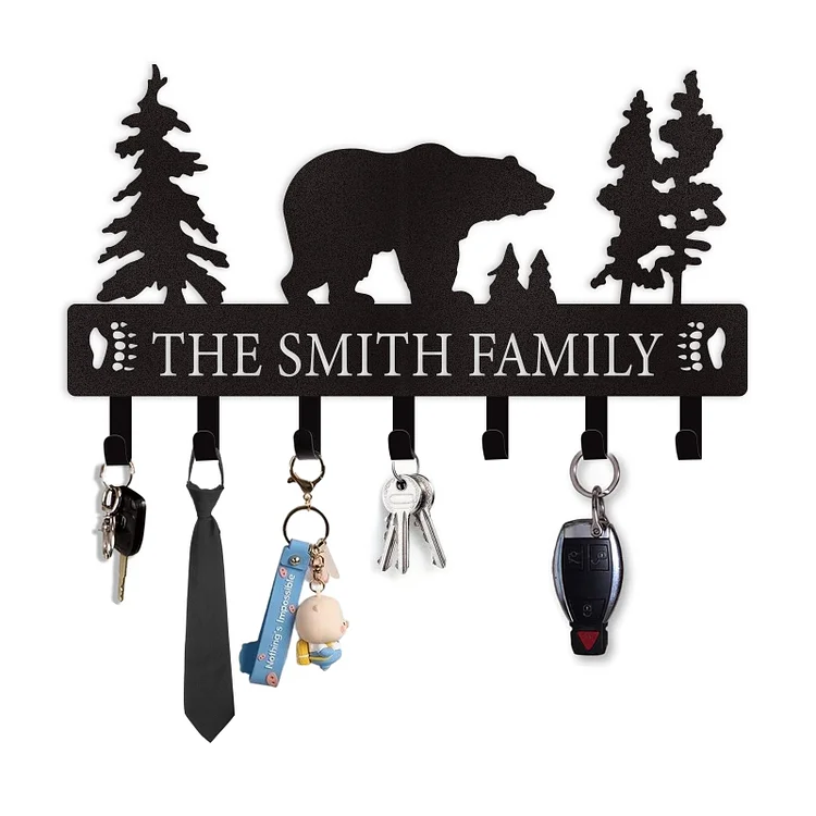 Dyoart Personalized Key Holder for Wall, Custom Name Wall Key Hanger, Camping Key Hooks for Wall Organizer, Key Rack Hanger Wall Mount for Kitchen, Entryway, Hallway, Office, Doorway