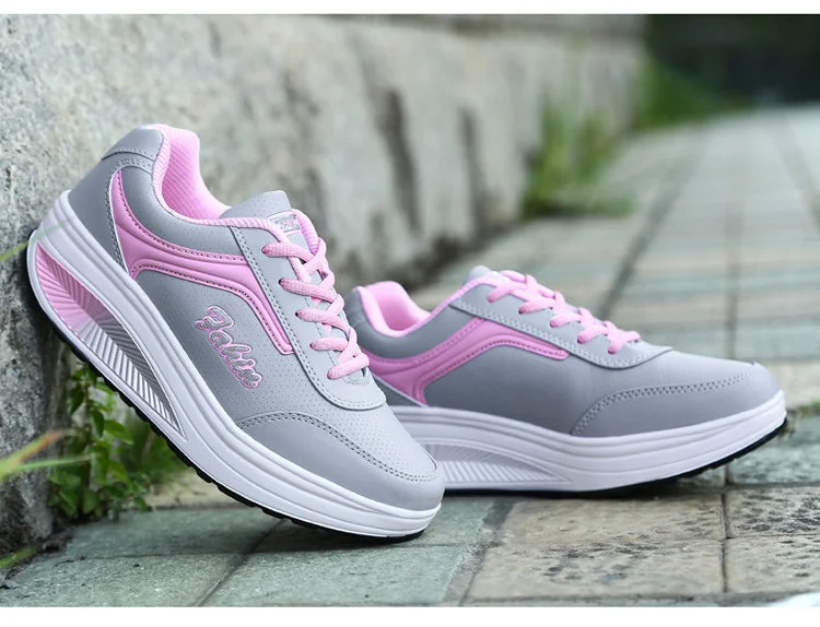 WGZNYN 2022 Platform Sport Shoes For Women Sneakers Pu Leather Breathable Comfortable Fashion Womens Walking Casual Shoes