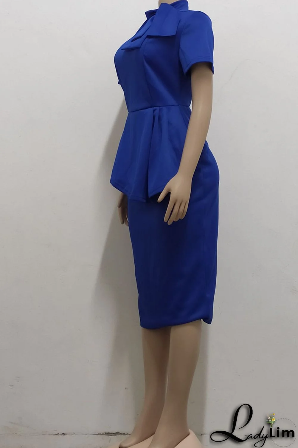 Coral Powder Casual Solid Patchwork Asymmetrical With Bow O Neck One Step Skirt Dresses