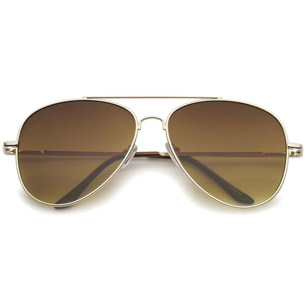 Large Classic Full Metal Teardrop Flat Lens Aviator glasses 60mm