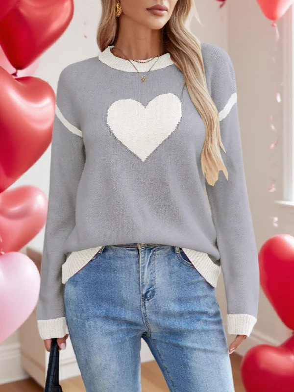 Athvotar Athvotar Autumn And Winter Hot Sweater Women Hit The Color Love Peach Collar Knitted Jersey Valentine's Day