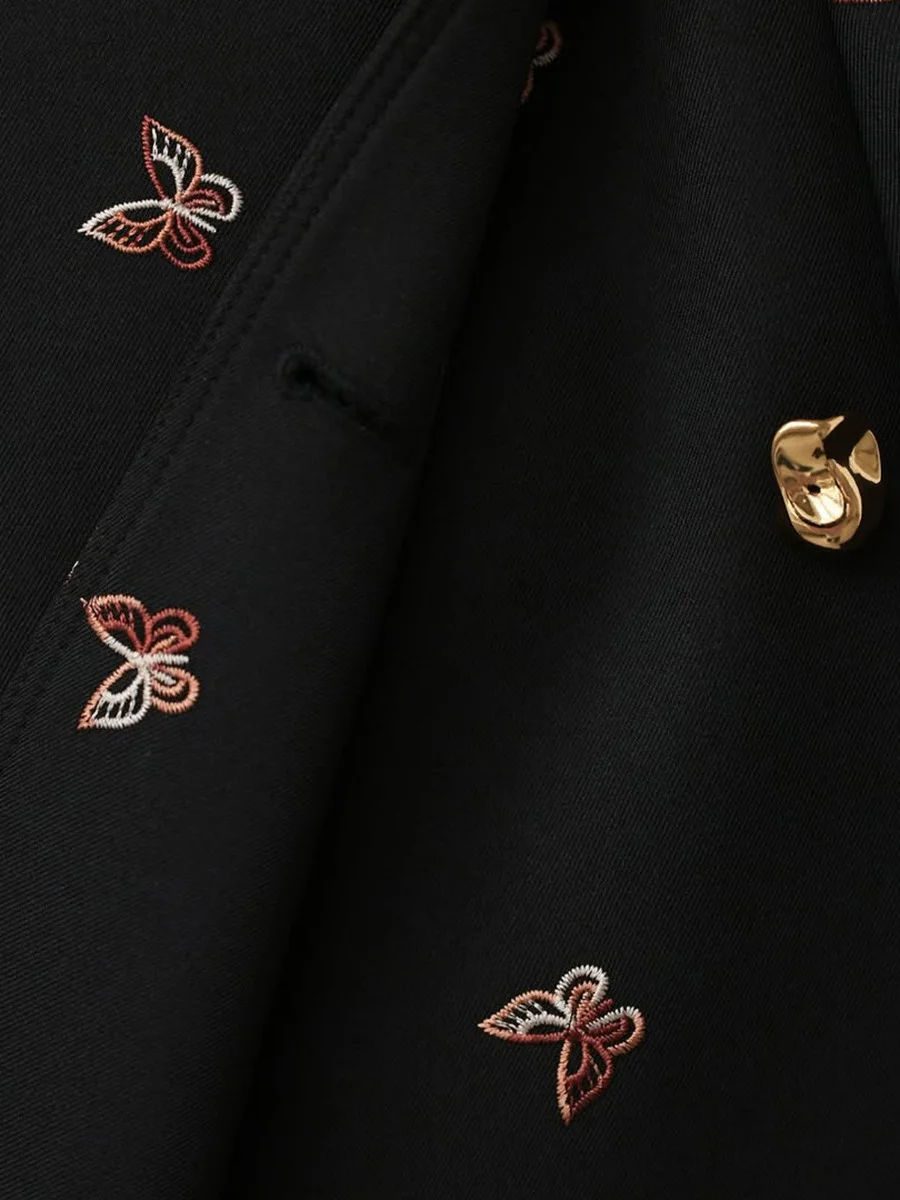 Athvotar Athvotar Fashion Ballet Elements Design Floral Thorn Dress Dress Women's High-End Butterfly Embroidery V-Neck Long Sleeve