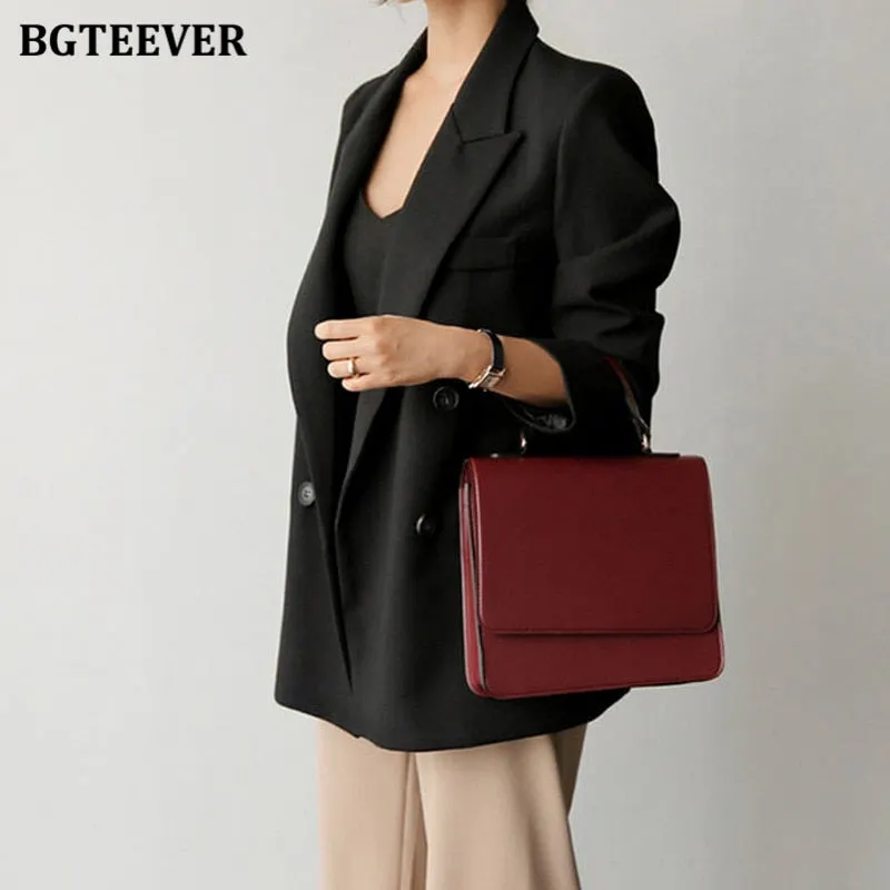 BGTEEVER Autumn New Fashion Notched Collar Women Blazer Elegant Long Sleeve Loose Double Breasted Female Suits Jackets 2021