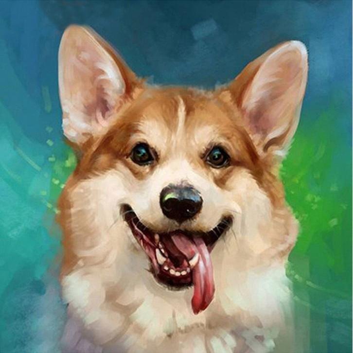 Peinture de diamant - rond complet - chien