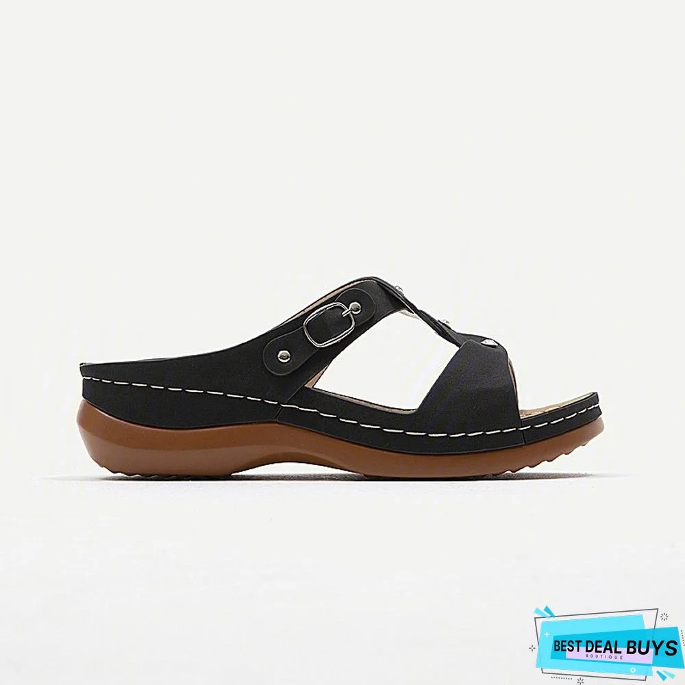 Pi Clue Artificial Leather Low Heel Rivet Slipper