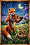 Luxury AB Velvet Diamond Painting Kit - Fox and Rabbit
