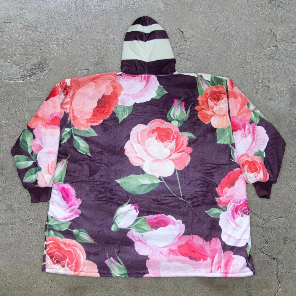 Vintage Print Trend Plush Home Hoodie