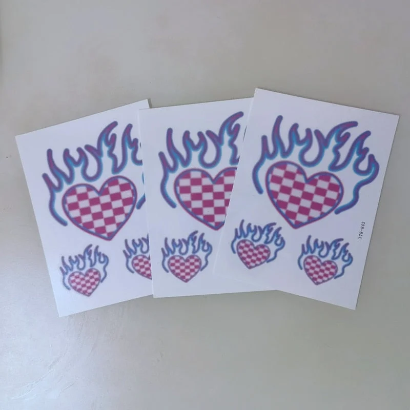 Love Flame Fake Tattoo Heart Stickers Waterproof Lasting Sexy Female Watercolor Tattoo Body Art Arm Temporary Tattoos Stickers