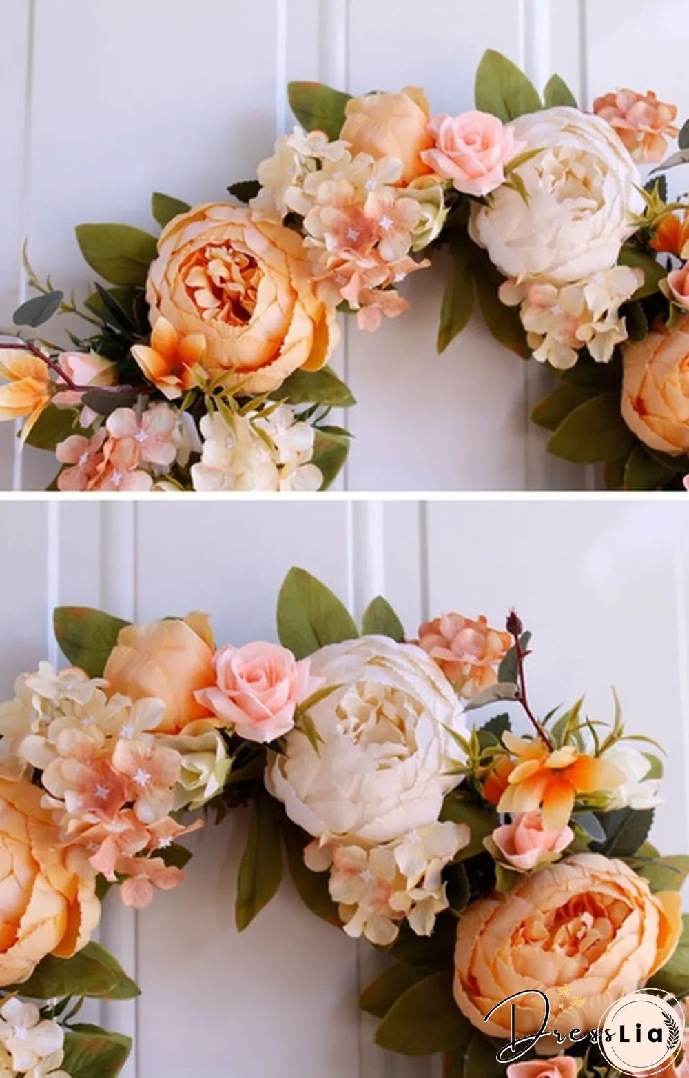 40cm Handmade White Peony Wreaths Simulation Flower Wreath Garlands for Wedding Door Decoration