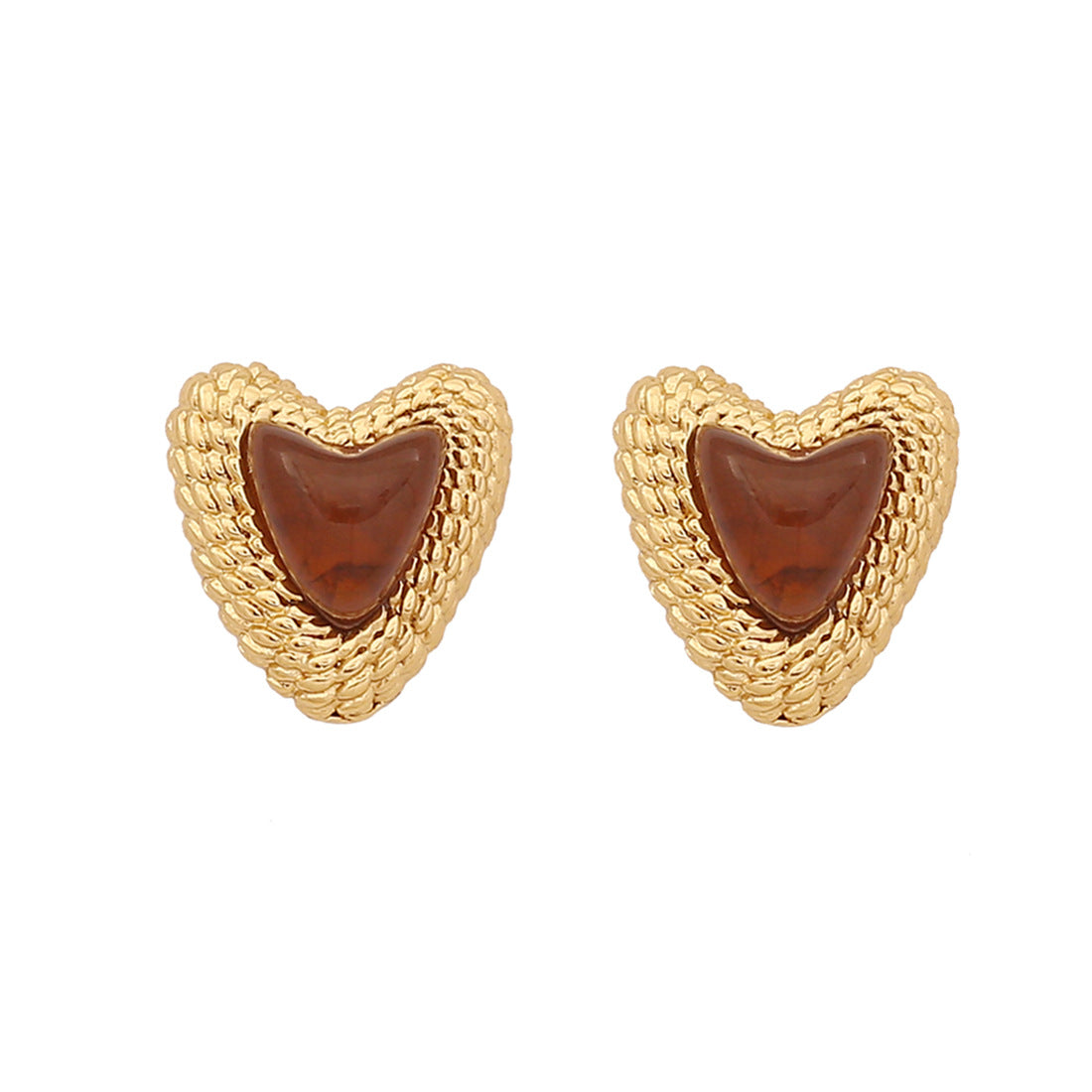 Vintage Retro Heart Heart Stainless Steel Electroplating Stud Earrings