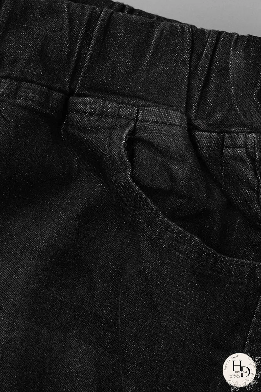 Black Fashion Casual Solid Ripped Plus Size Jeans