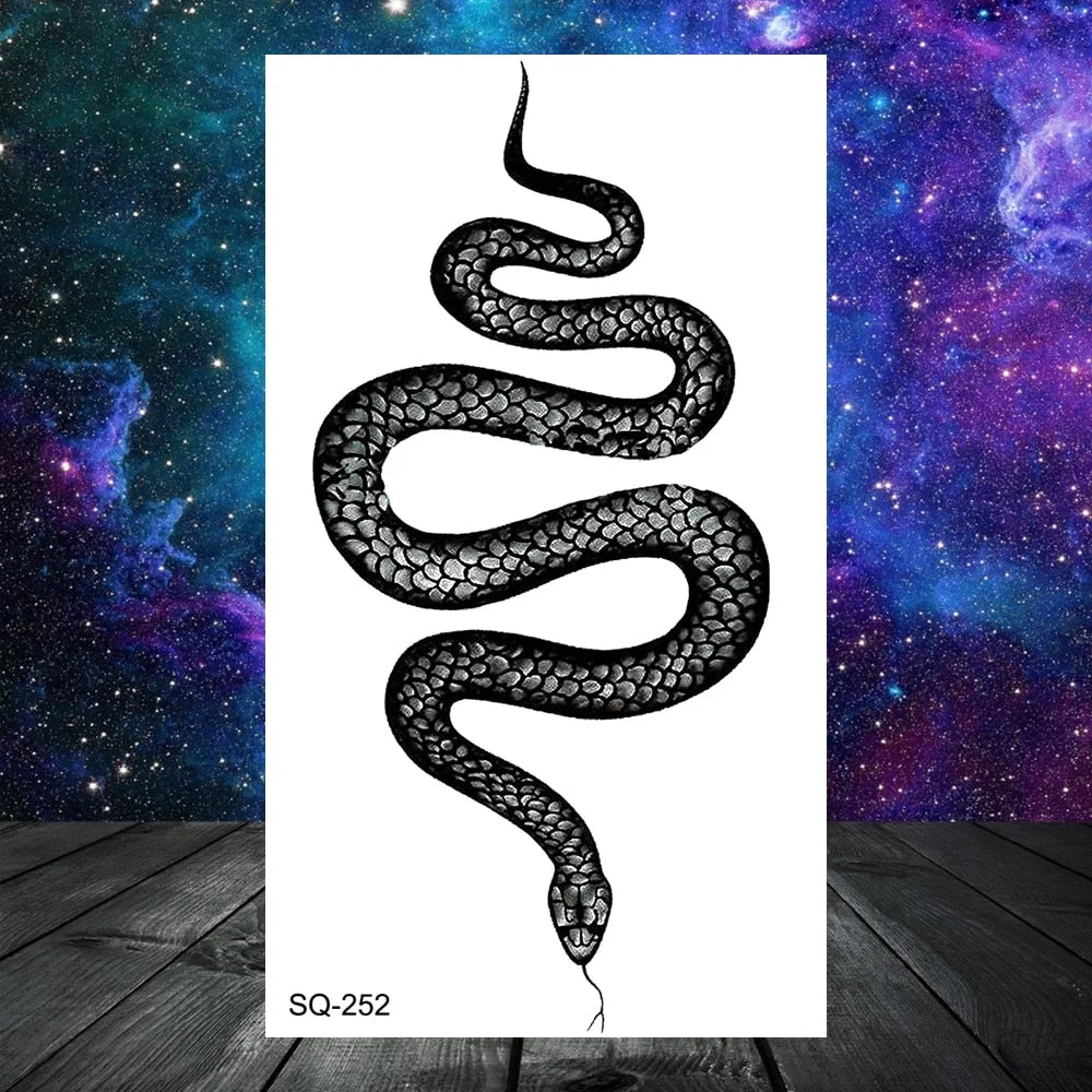 Realistic Rose Flower Snake Temporary Tattoos For Women Adult Skull Peony Lips Sword Tree Fake Tattoo Neck Arm Hands Small Tatoo