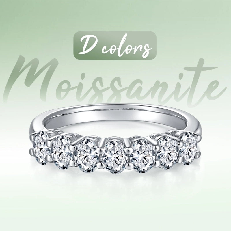 2.1 Round Brilliant 18K Gold Plated Moissanite Rings Oval Colorless(DEF) VVS1-VVS2