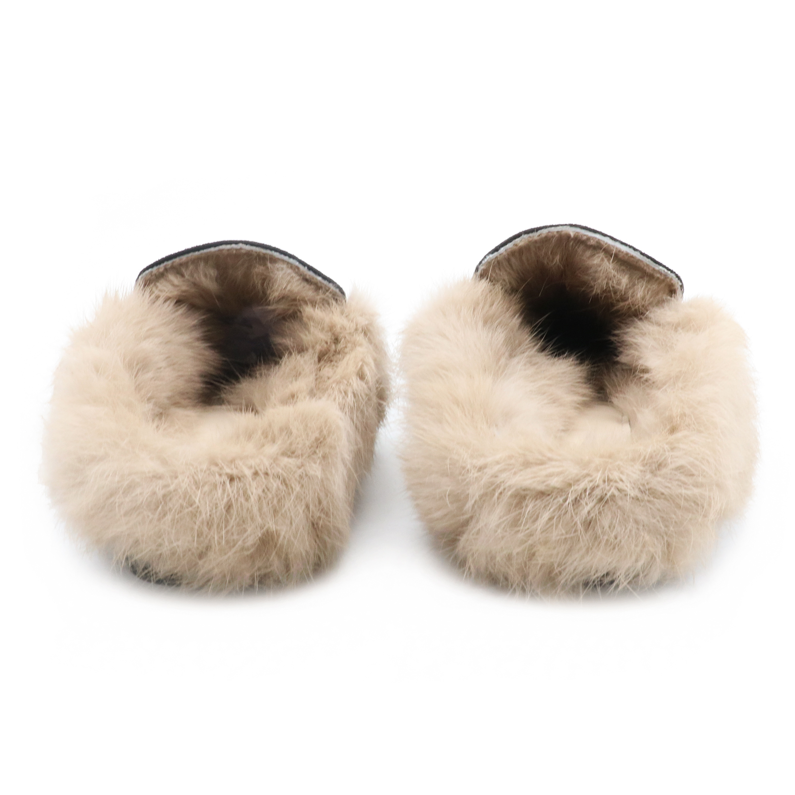 Backless Rabbit Fur Slippers Suede Mules Shoes-vocosishoes