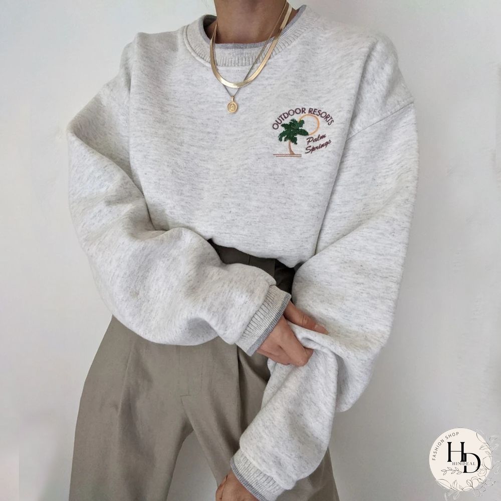 Casual Coconut Embroidered Sweatshirt