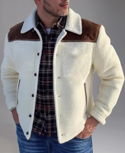 Casual Turndown Collar Single Breasted Colorblock Fleece Jacket