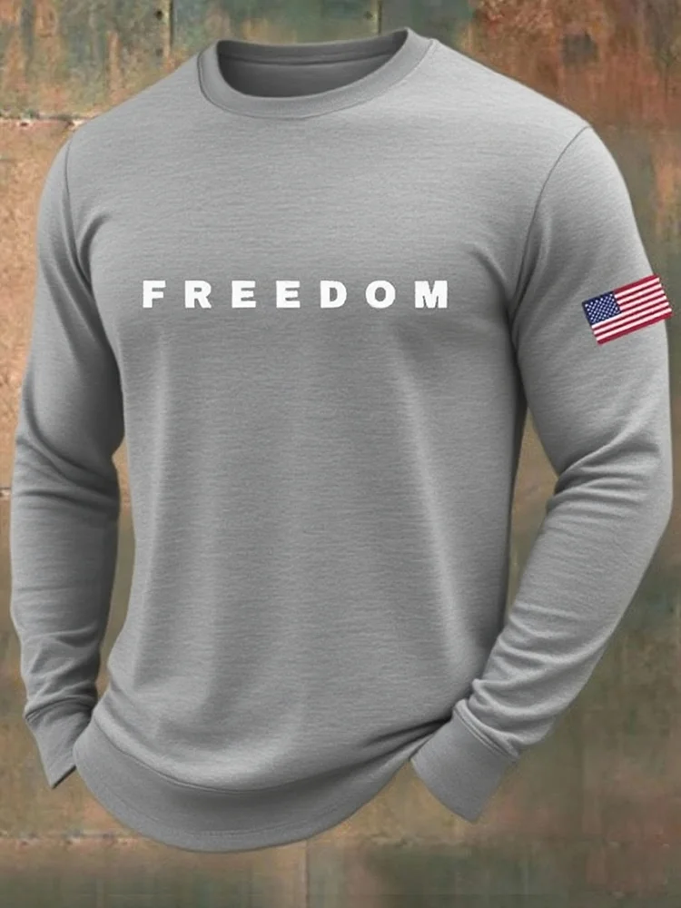 Men's Casual Freedom Letter Print T-shirt