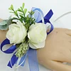 10PCS Wedding Bridal Groom Catering Business Ceremony Guests Blue White Corsage Boutonniere Wrist Bouquets Artificial Flower