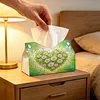 DIY Diamond Art Tissue Box Holder Daisy Flower Heart PU Leather Diamond Art Desktop Organizer Resin Rhinestone Storage Organizers Gem Art Home Office Decor Craft Gift