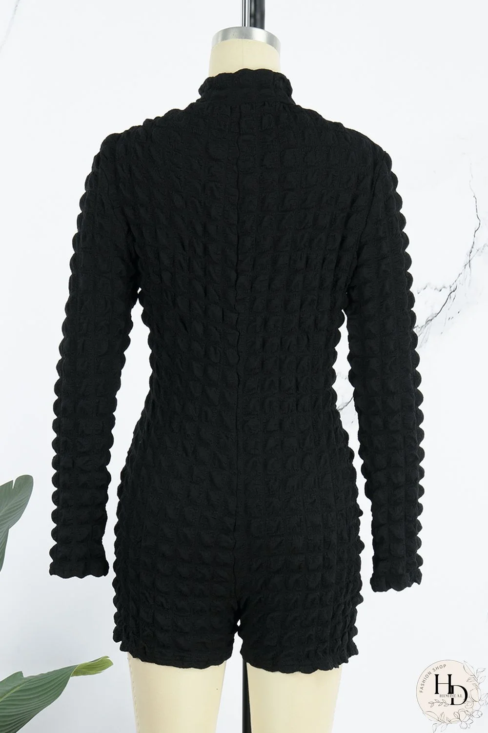 Black Casual Solid Patchwork Zipper Collar Skinny Jumpsuits