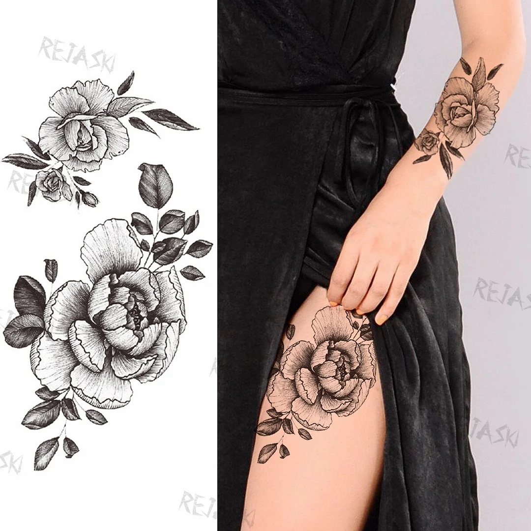 Sdrawing Big Lion Crown Temporary Tattoos For Men Women Tiger Flower Cross Skull Realistic Fake Tattoo Body Art Tatoo Sticker