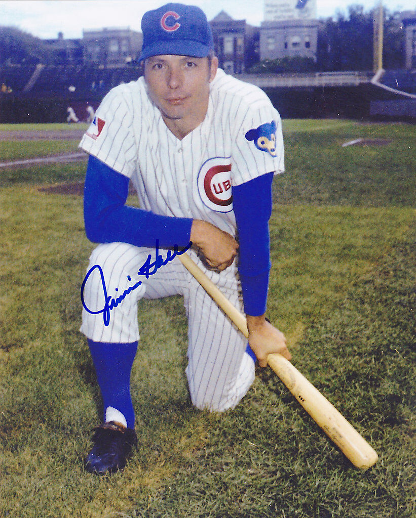 JIMMIE HALL CHICAGO CUBS ACTION SIGNED 8x10