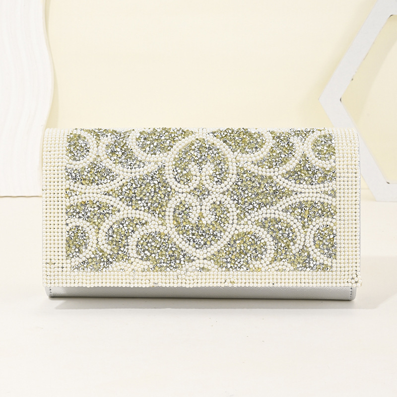 Luxury Rose Gold Beaded Rhinestone Embellished Clutch Bags 2024 - Flycurvy 