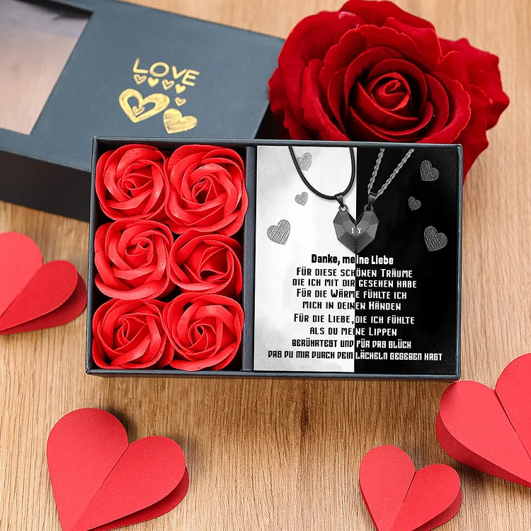 Kettenmachen Personalisierte 2 Buchstaben Herz Magnetische Halskette-Danke, meine Liebe-Geschenk mit Nachrichtenkarte 