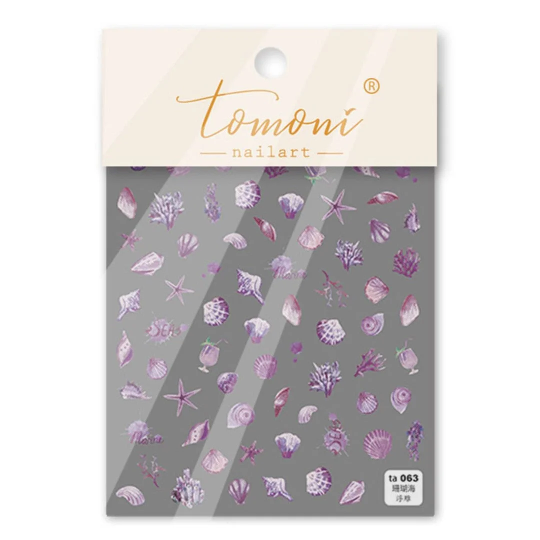 Sea Story Whales Shellfish Seaweed High Quality 3D Engraved Nail Stickers Nail Art Decorations Nail Decals Design