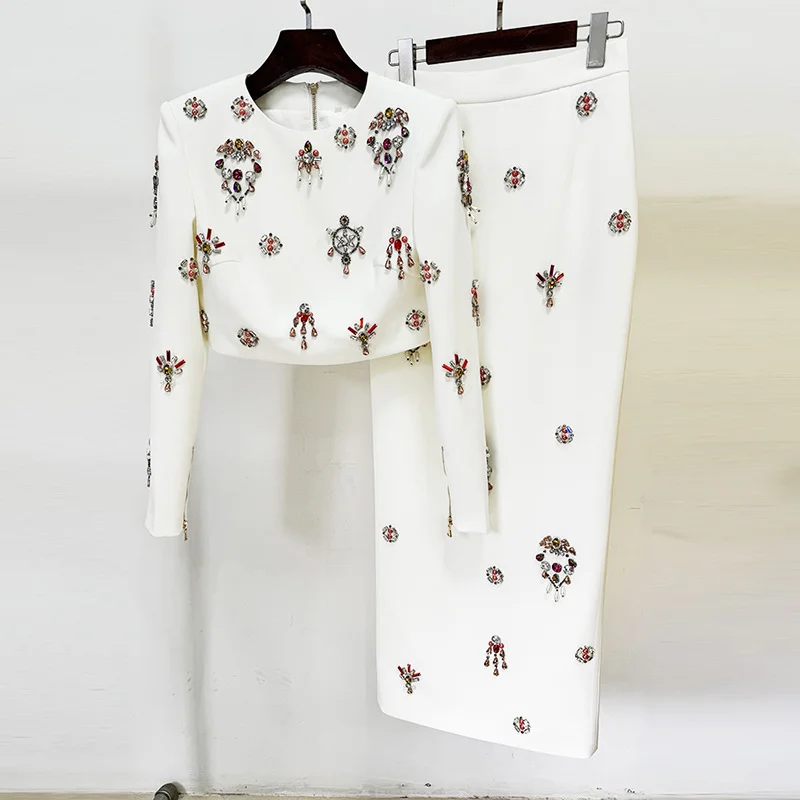 Nigikala Nigikala Star Fashion New Heavy Industry Nails Studded Short Top Dress Suit Two Sets