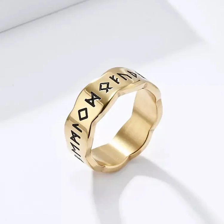 Coutureaura Viking Rune Wave Shape Design Ring