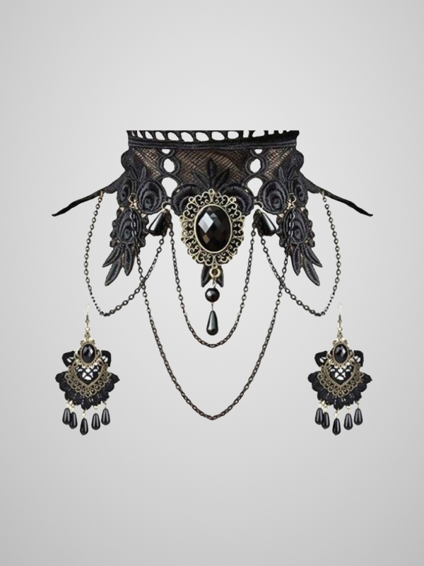 Handmade Vintage Lace Choker + Earrings Sets