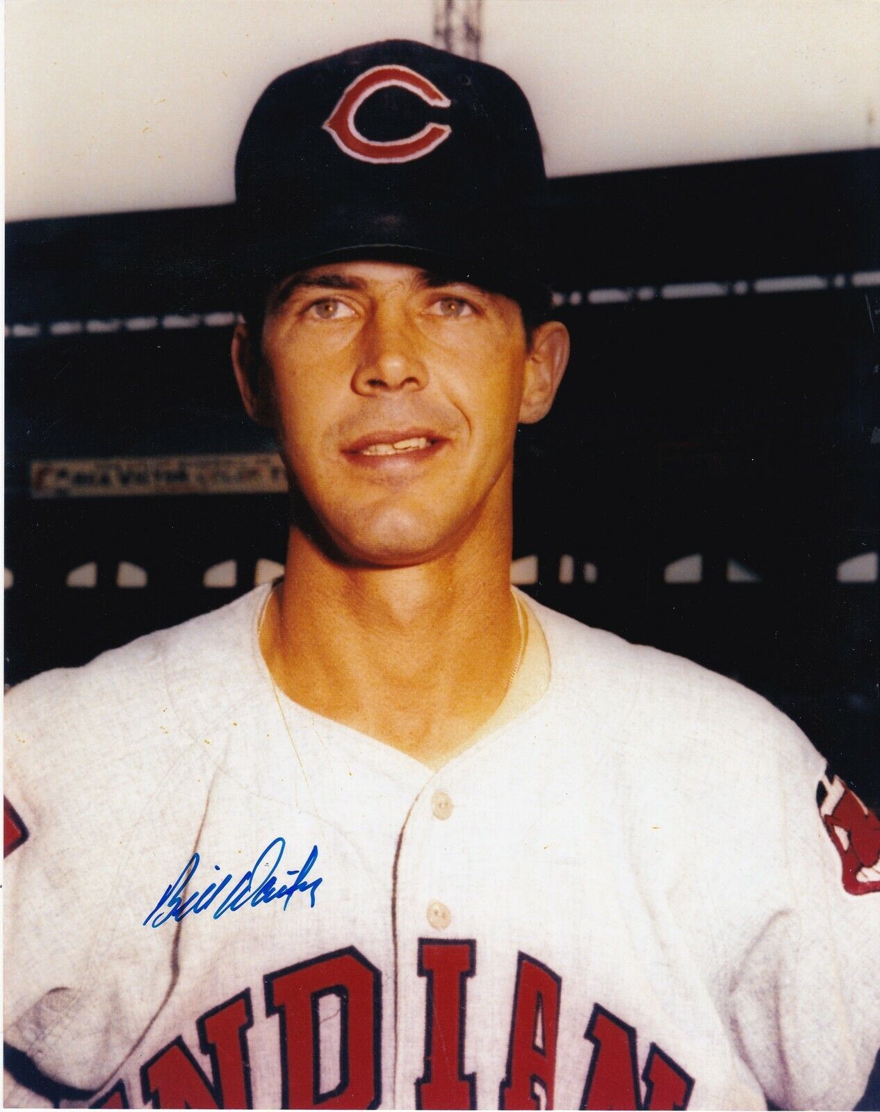 BILL DAILEY CLEVELAND INDIANS ACTION SIGNED 8x10