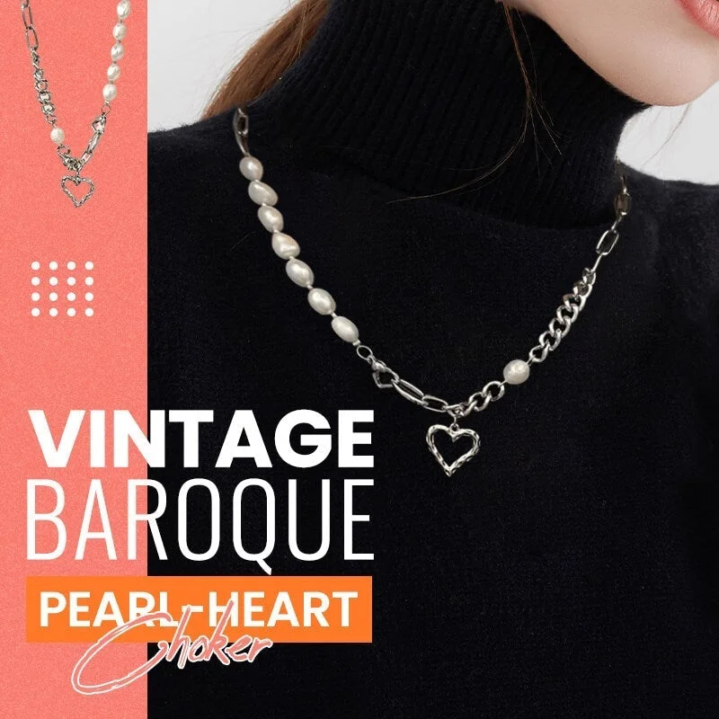 Vintage Baroque Pearl-Heart Choker